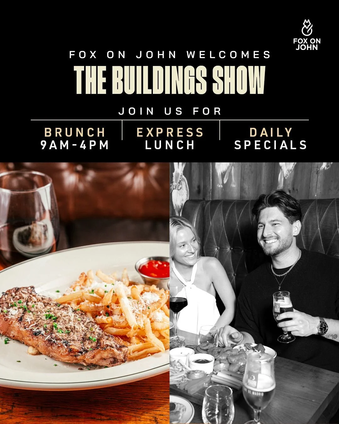 📣 Welcome, Building Show 2025 Guests!
Heading to the MTCC? Fox on John is your go-to spot just steps away in the heart of Toronto&rsquo;s Entertainment District!

Join us for pre-show fuel, mid-day breaks, or post-show drinks and bites. Enjoy premiu