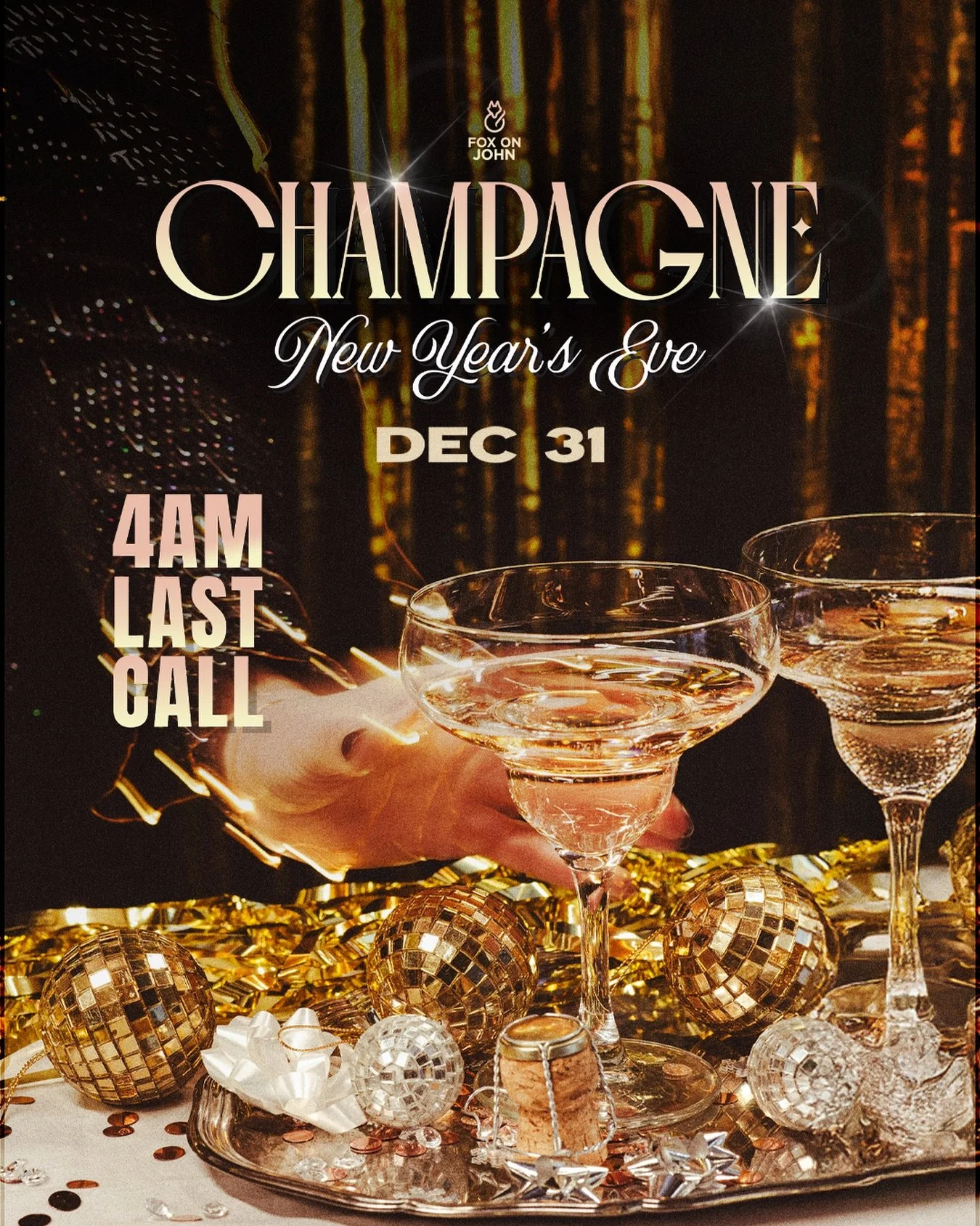🎉 CHAMPAGNE NEW YEAR&rsquo;S EVE AT FOX ON JOHN 🎉
Say goodbye to 2025 and welcome 2026 with Toronto&rsquo;s biggest NYE celebration! ✨🥂

Join us for a night of glamour, sparkle, and high-energy vibes featuring:

✨ Midnight Countdown + Complimentar