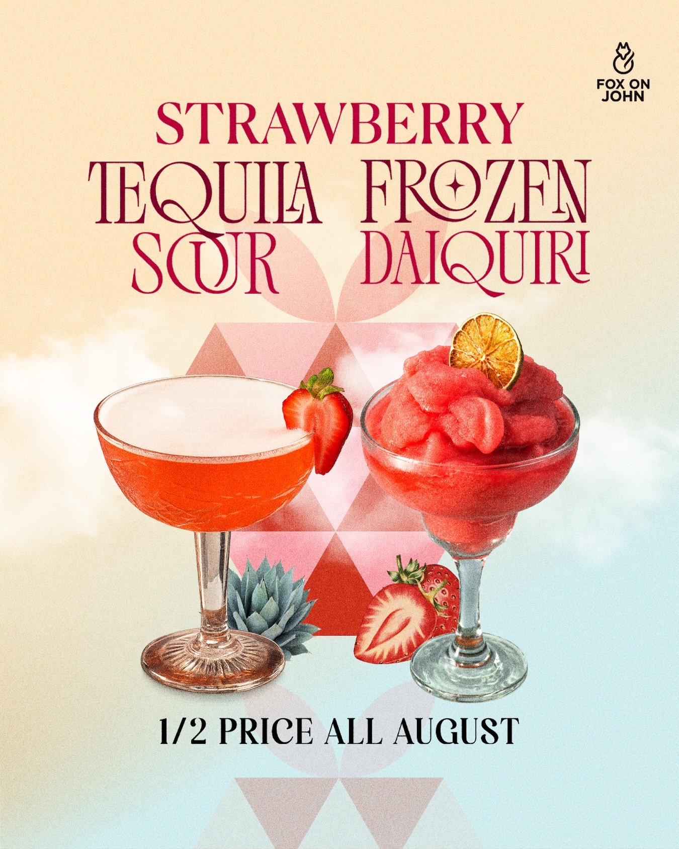 🍓 August just got sweeter! Sip into summer with 1/2 Price Strawberry Tequila Sours &amp; Strawberry Daiquiris all month long at Fox on John. Perfect for patio days, date nights, and late-night vibes. Available all August long!

📅 Book now: hello.fo