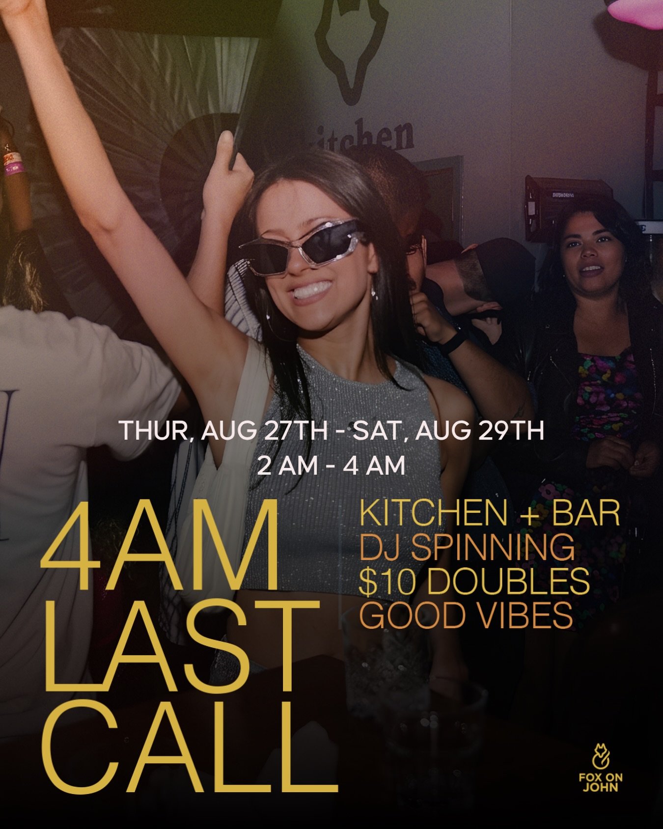 🌙🔥 TORONTO, WE&rsquo;RE GOING LATE THIS WEEKEND! 🔥🌙

4 AM LAST CALL is back at Fox on John this Thursday through Saturday! 🍸🎶

Join us in the heart of Toronto&rsquo;s Entertainment District for late-night bites, drinks, DJs and nonstop weekend 