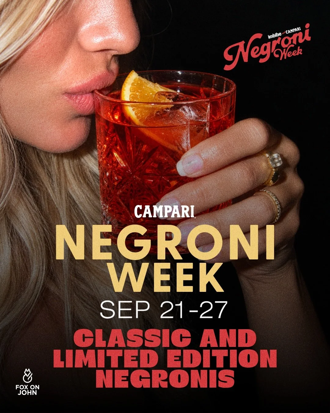 One week. Three Negronis. Only at Fox. 🍊🥃

From September 21&ndash;27, we&rsquo;re celebrating @Campari Negroni Week with three cocktails behind the bar &mdash; the iconic classic and two Fox twists created for the week.

Classic Negroni &mdash; Gi