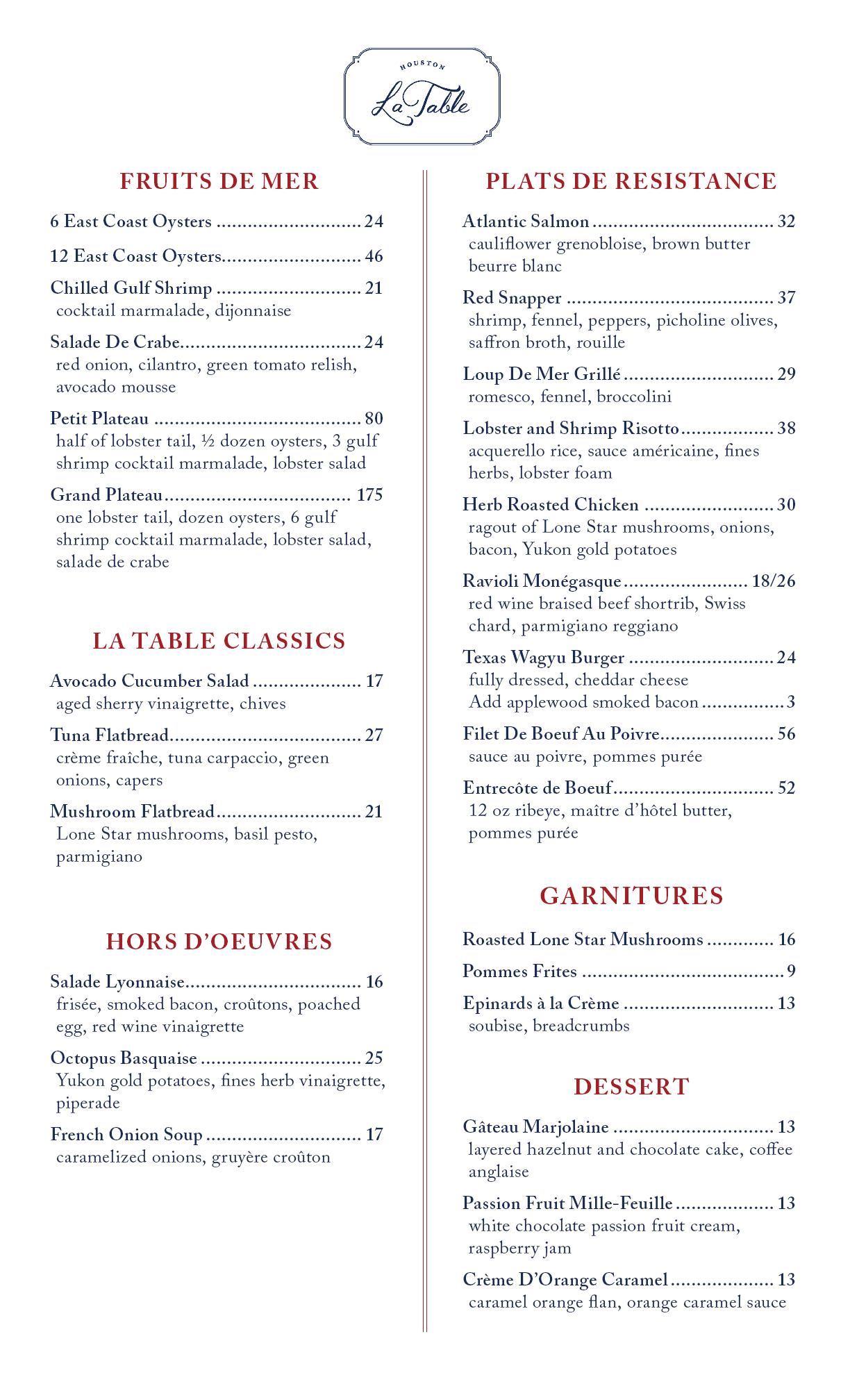 lone star restaurant menu