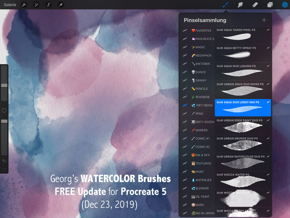 Georg's Procreate 5 MegaPack: New Watercolor Brushes 