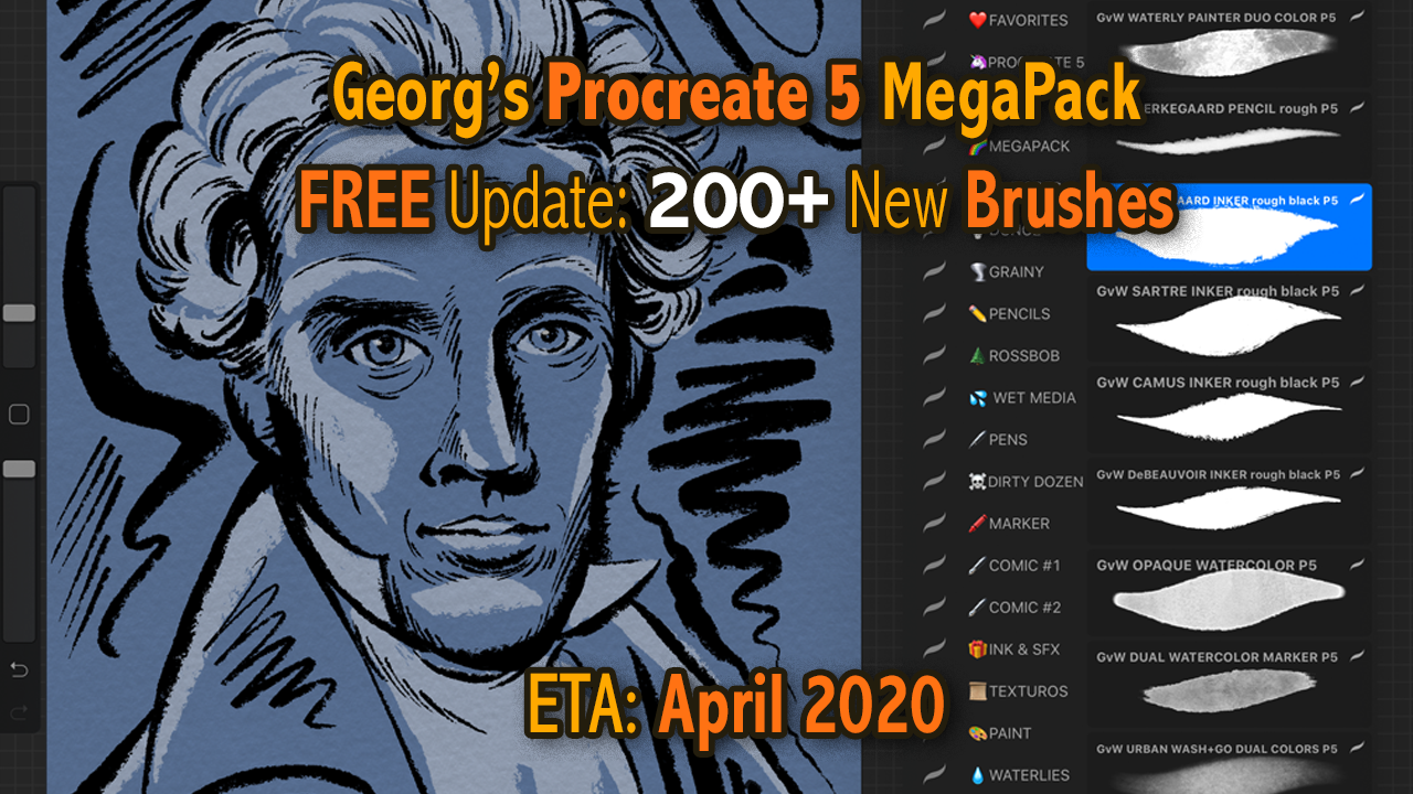 FREE Procreate 5 MegaPack Update: 200+ Brand-New & Optimized Brushes [Preview]