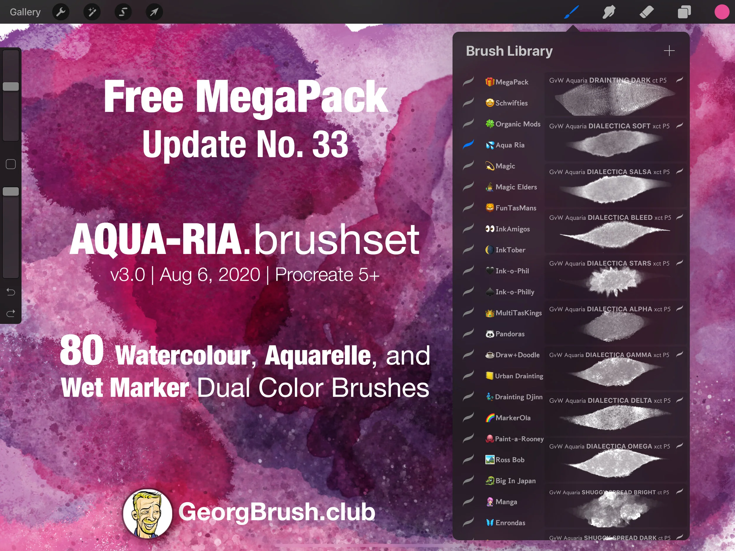 💦AQUA-RIA: 80+ Watercolor, Aquarelle, and Dual Color Wet Marker Brushes