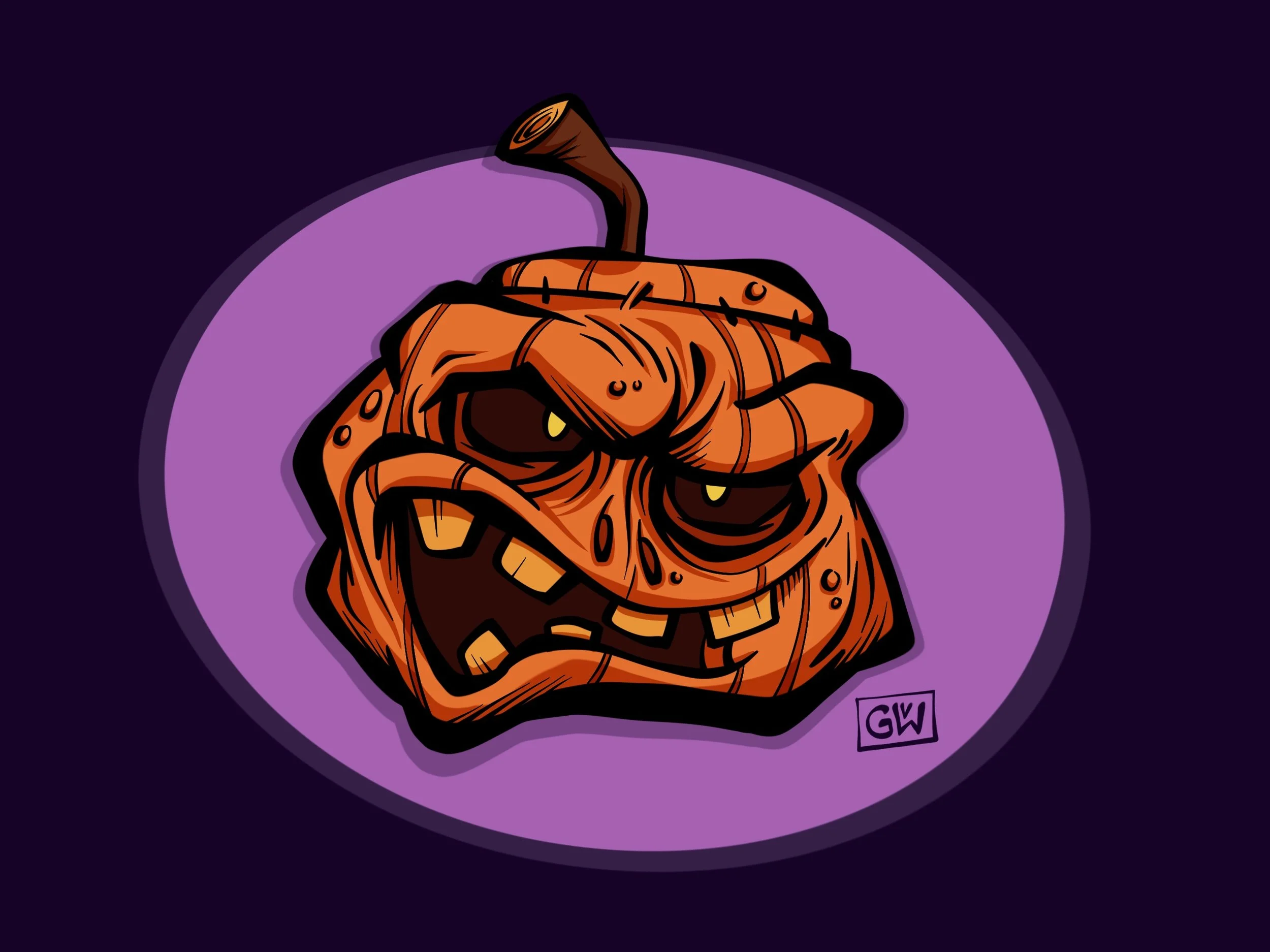 [Video] How To Draw an Evil Pumpkin (Procreate 5.2 Brush Demo, Time-lapse Illustration)