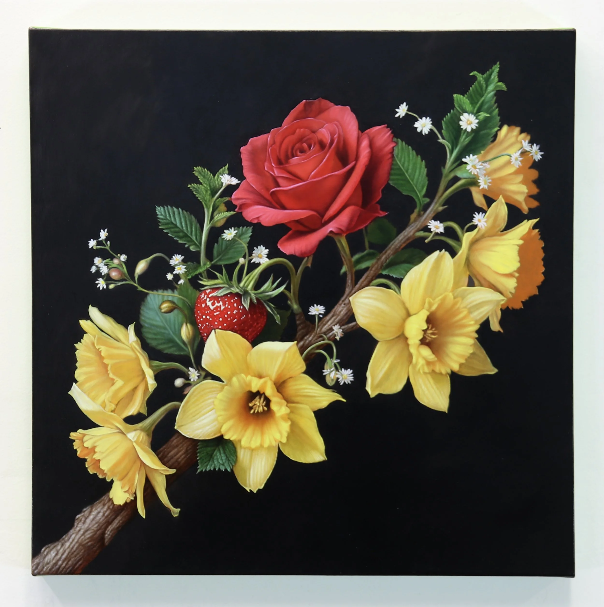 Golden Age Branch with Daffodils, Rose, Strawberry