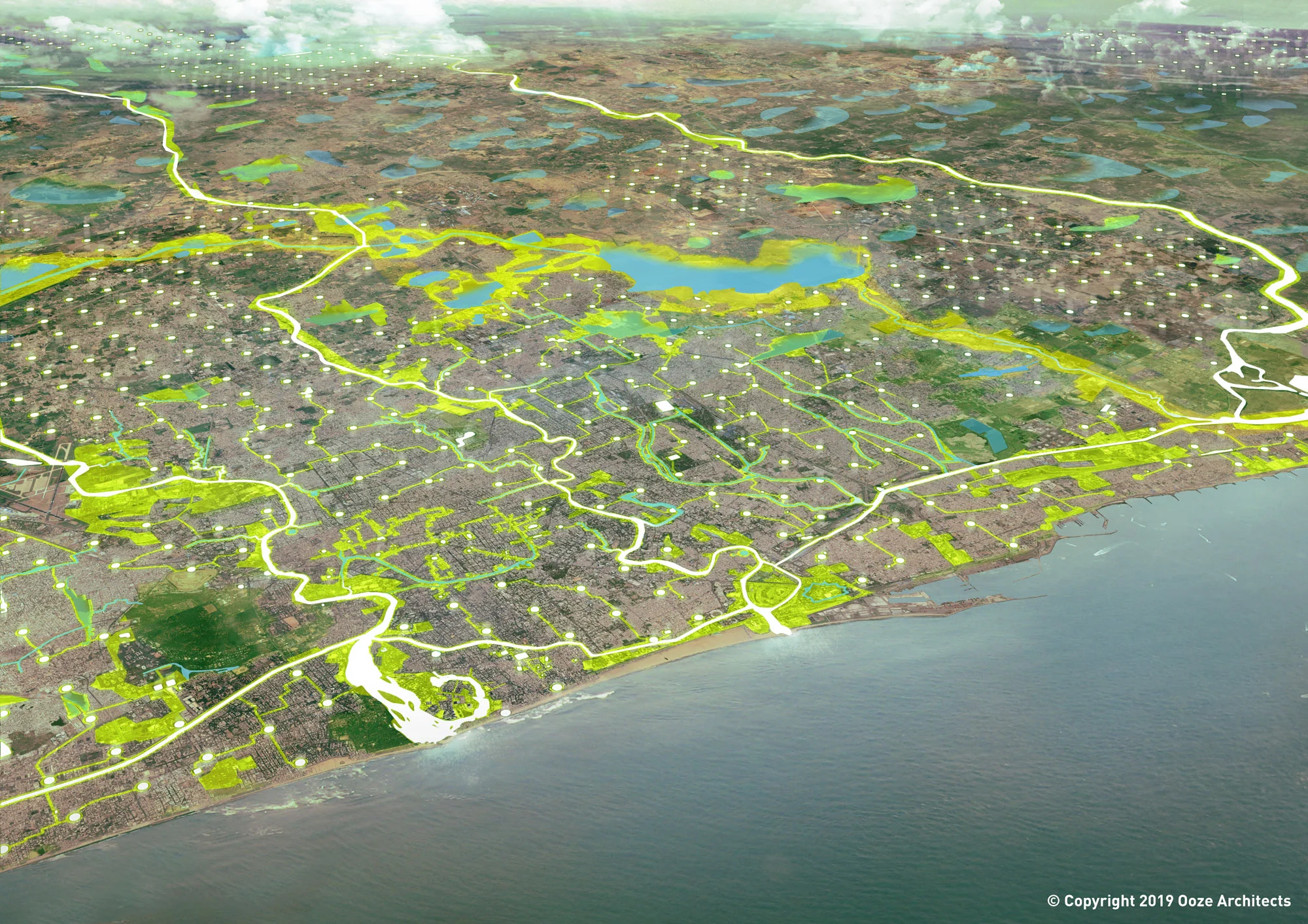 A regional water rich, urban landscape ©2019 Ooze Architects