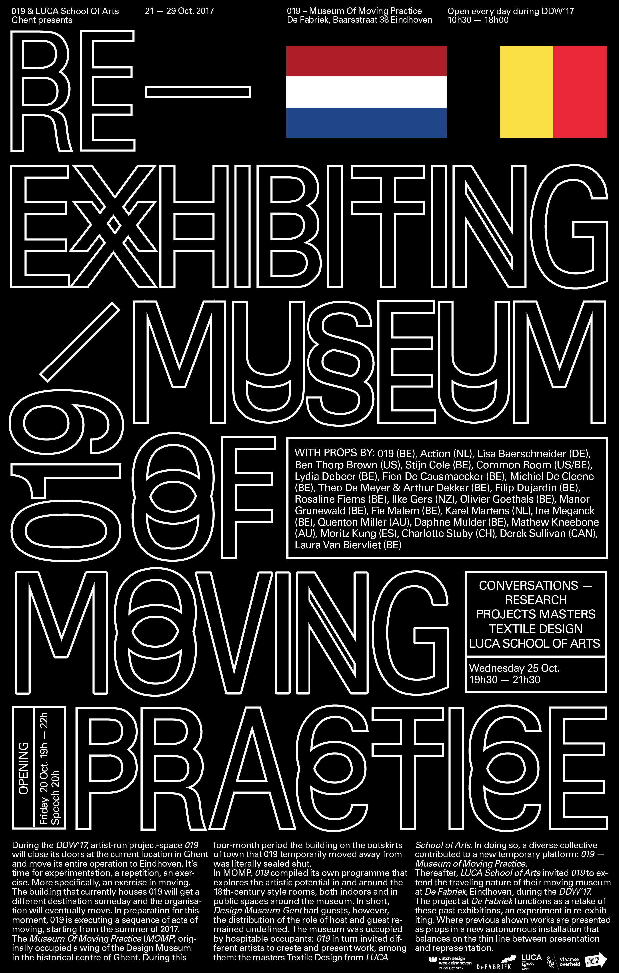 RE-EXHIBITING MUSEUM OF MOVING PRACTICE - Dutch Design Week - De Fabriek (NL) 21/10/2017-29/10/2017