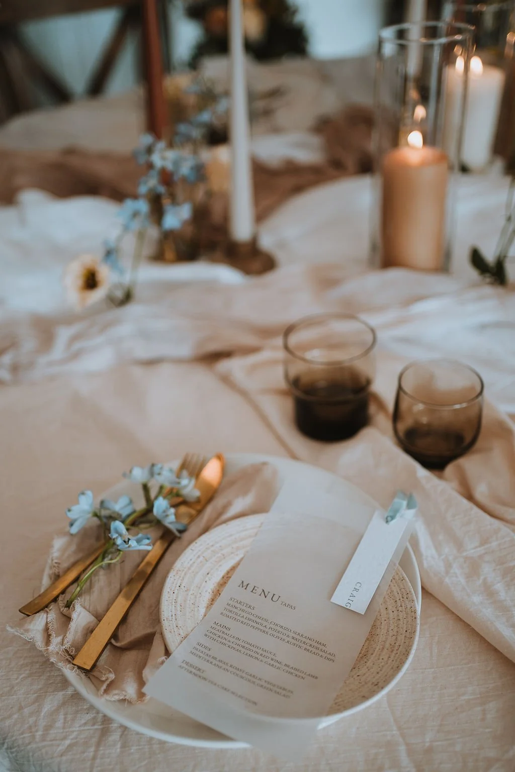 Place settings with vellum menus