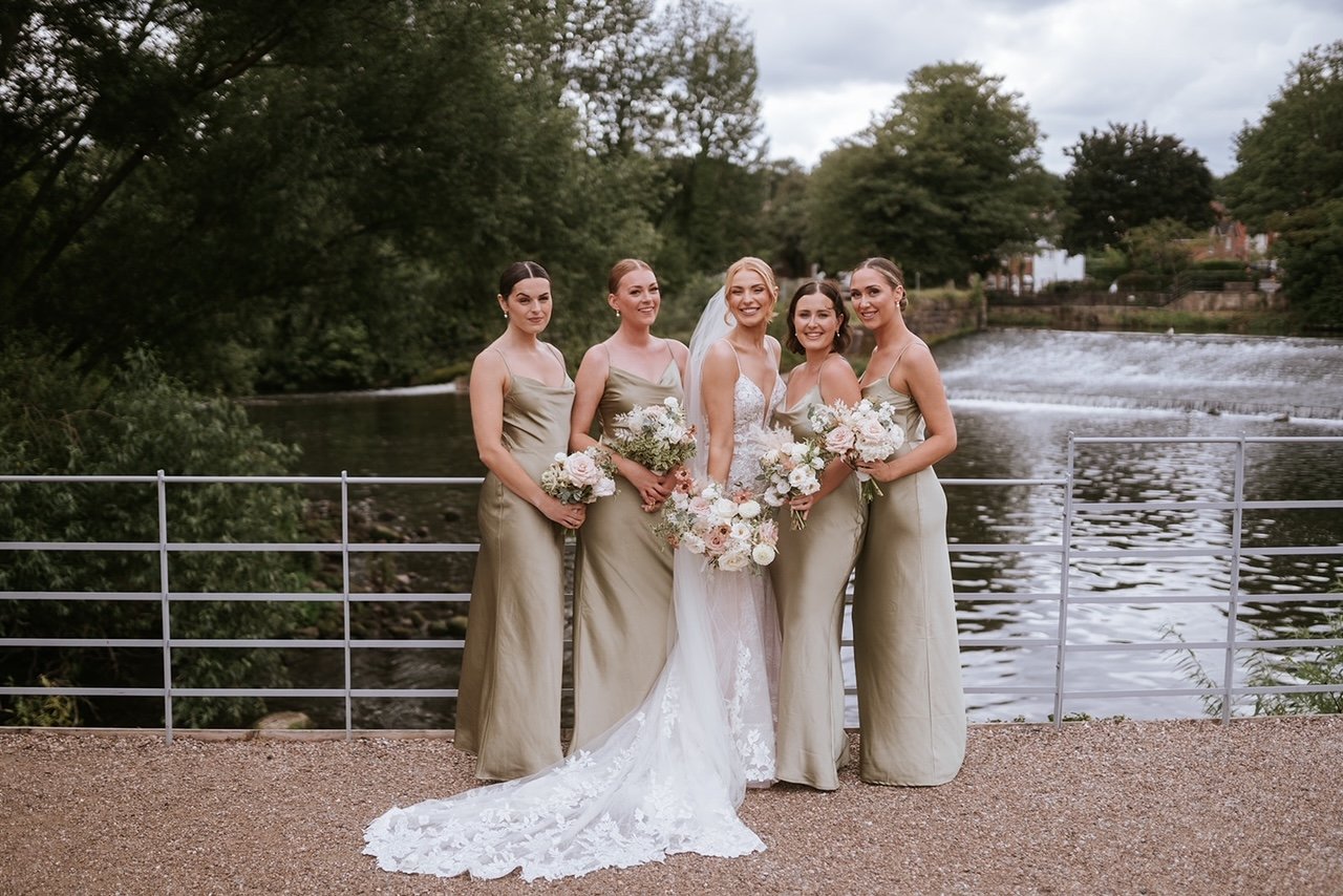 wedding flowers by sass weddings, derbyshire, ashbourne. Bridesmaid bouquets at The West Mill, Derby..JPG
