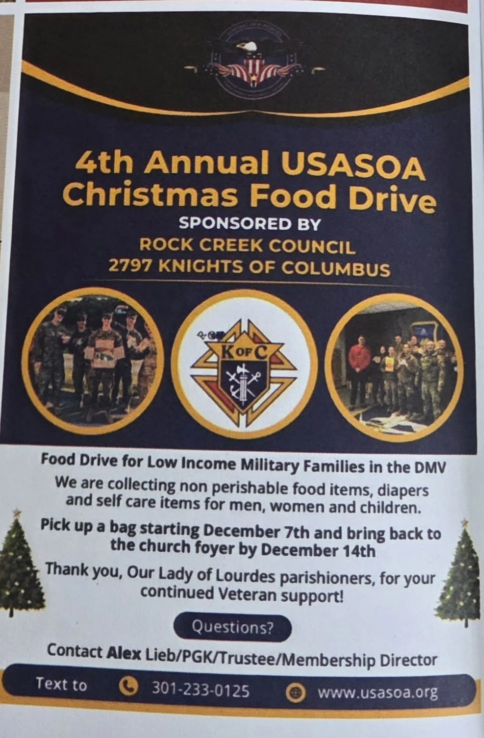 Our Lady of Lourdes Christmas Food Drive Dec 7th to Dec 14th