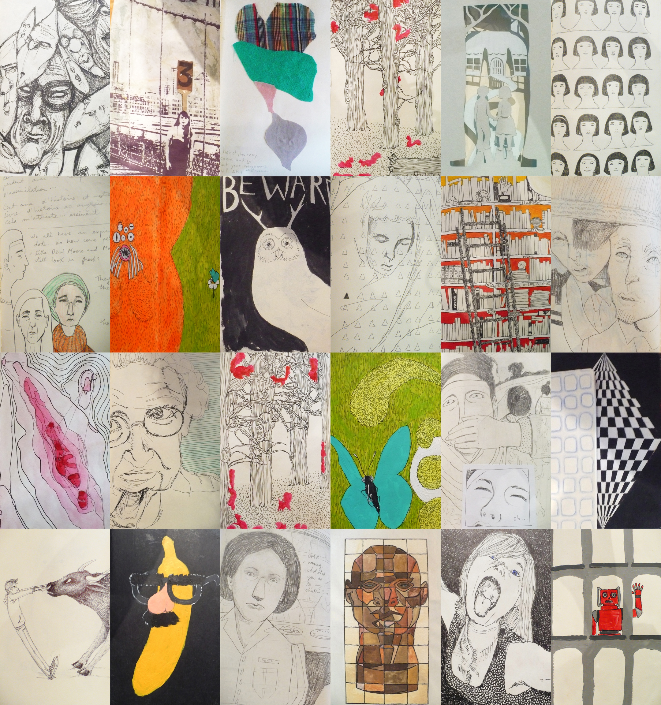 A collection of sketchbook pages from books I checked out at the Sketchbook Project Tour in Atlanta in 2011