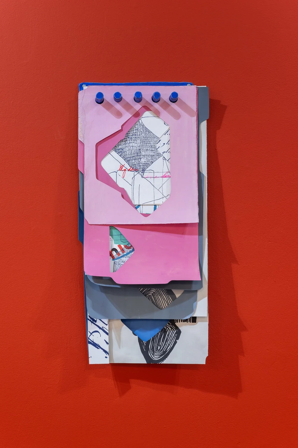 Tunnel inside, 2025. Glazed ceramic, screenprint, cut paper, acrylic, 24 x 11 x 2 inches (Copy) (Copy)