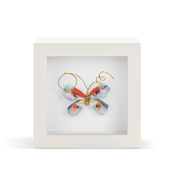 MINI BUTTERFLY SHADOWBOX - RED & BLUE MULTI