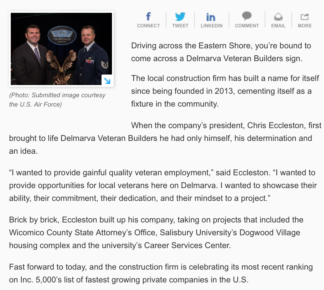 Veteran-Centered Salisbury Business Continues to Grow