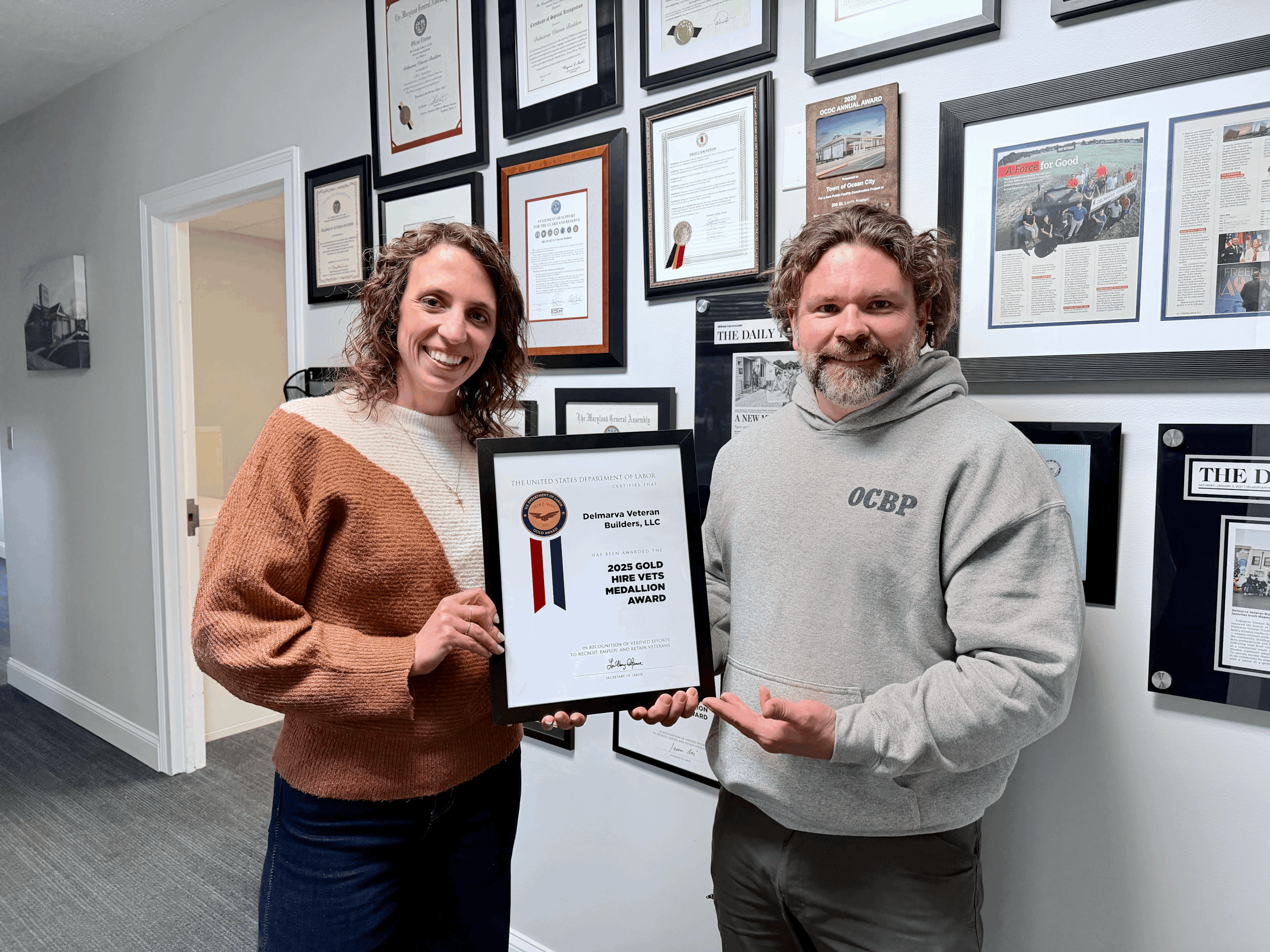 DELMARVA VETERAN BUILDERS RECEIVES 2025 HIRE VETS MEDALLION AWARD FROM THE U.S. DEPARTMENT OF LABOR