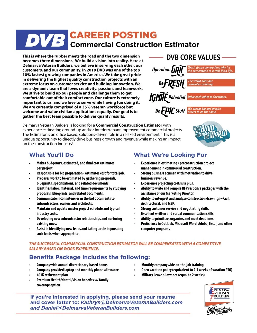 Commercial Construction Estimator — Delmarva Veteran Builders