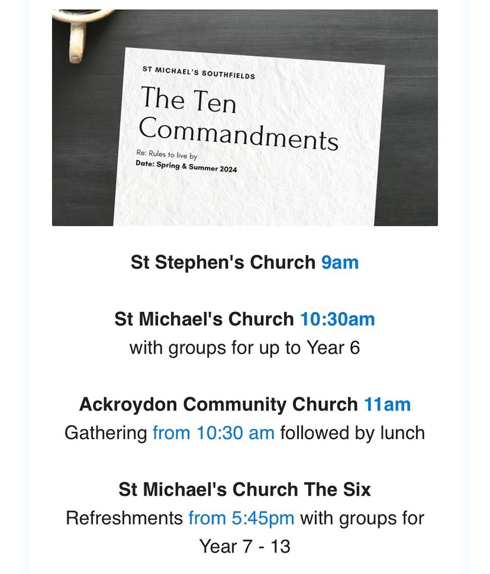 Looking forward to worshipping together across the neighbourhood tomorrow - everyone is welcome at all of our services. 
#church #sw18 #southfields #wandsworth #localchurch #familyworship #community #tencommandments #churchofengland