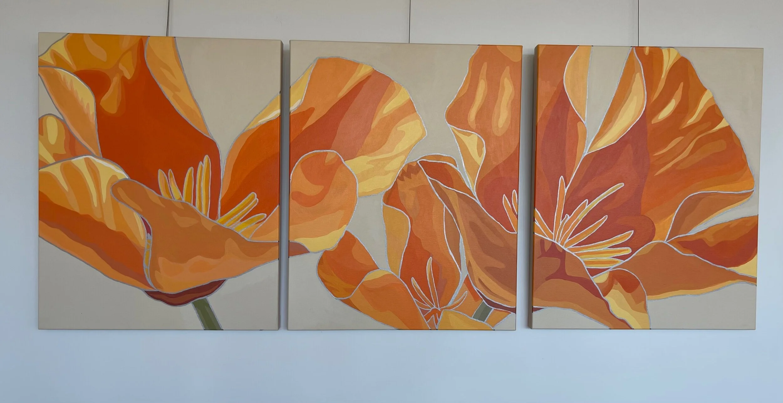 California Poppy Triptych Canvas Print