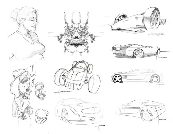 Vehicles and various Sketches