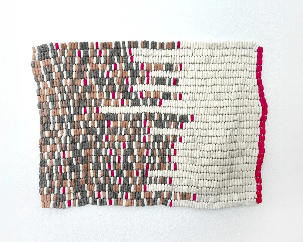 Verse 43
 2024 
Felted wool, Morse code
29 x 39  in.