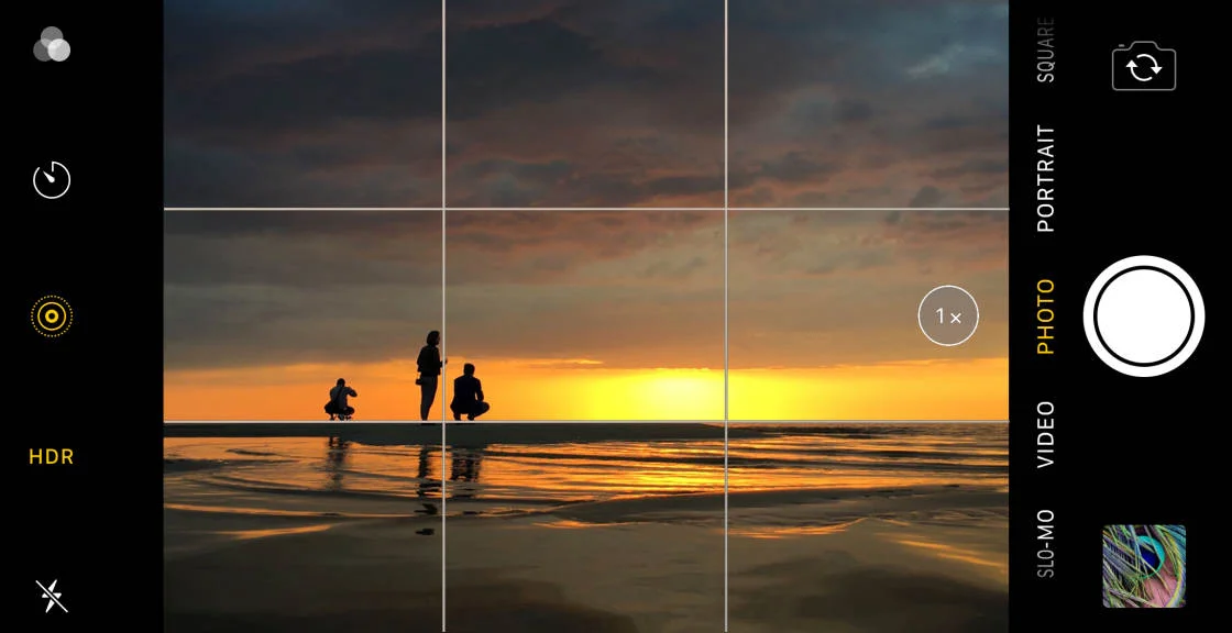 iPhone Grid Lines picture taking example with people looking at a sunset..jpg