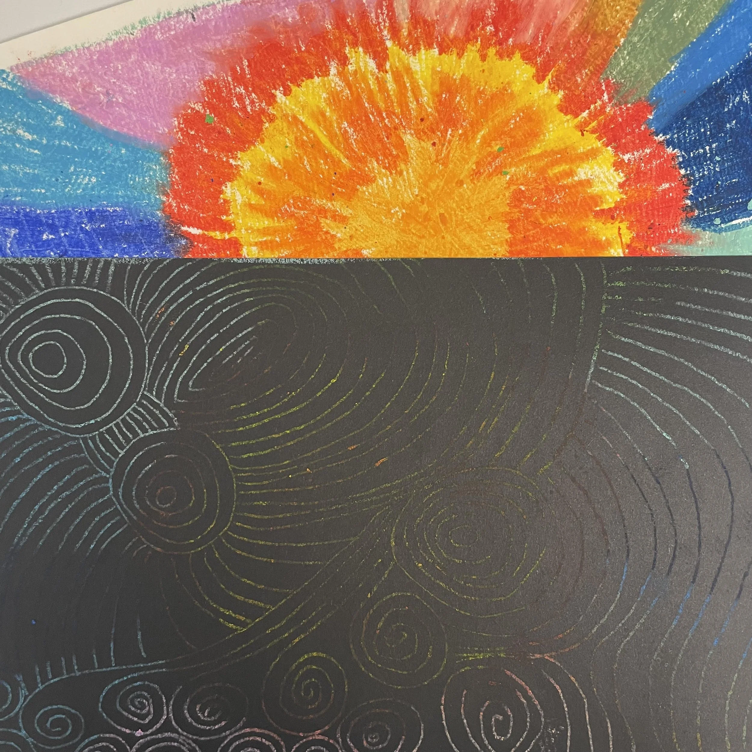 Reverse Oil Pastel Drawing