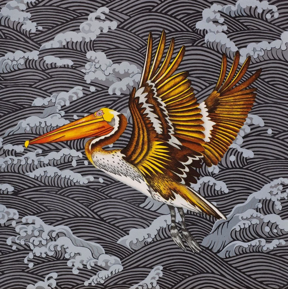 Brown Pelican, Turbulent Sea (Silver).jpg