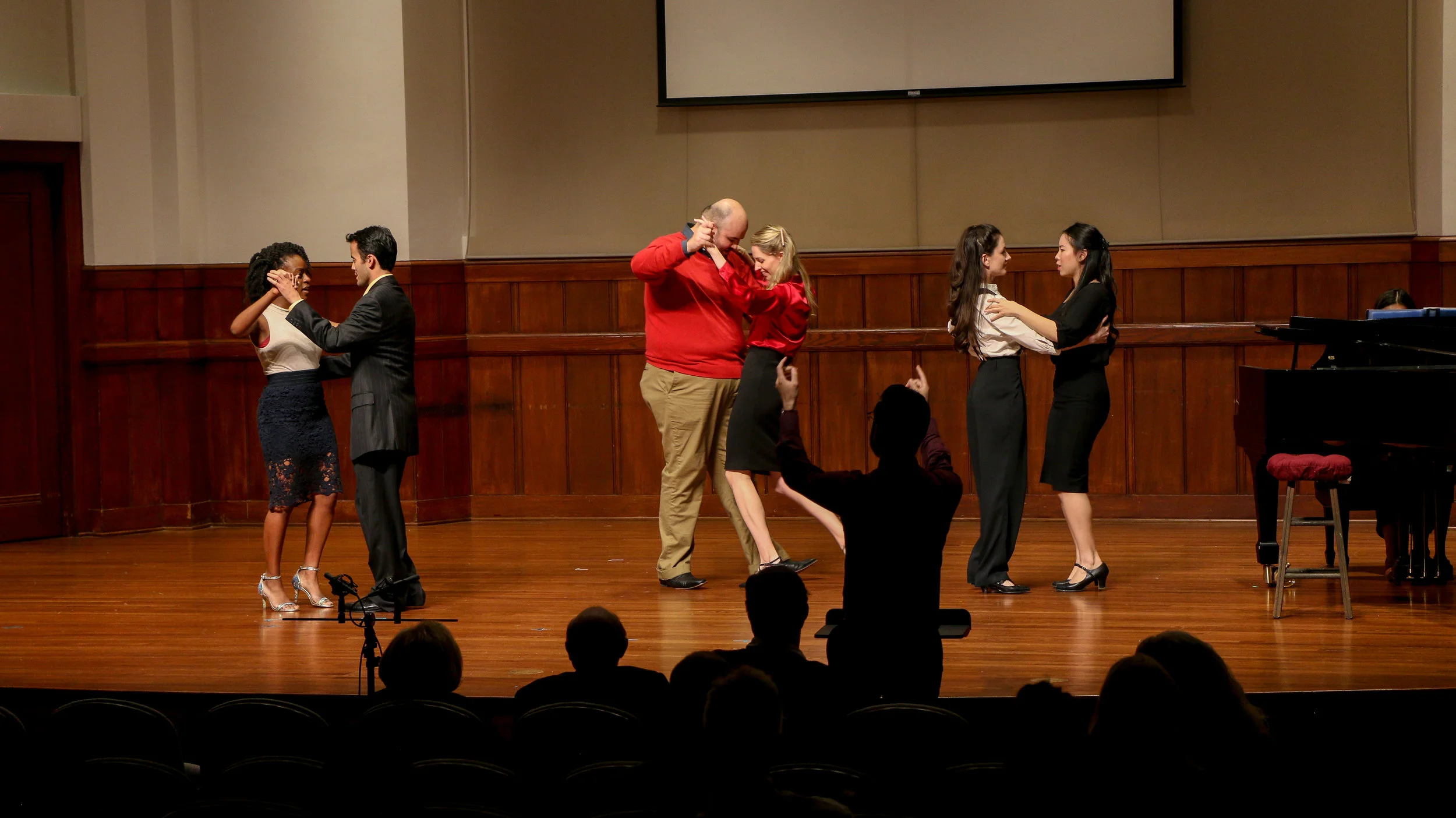 Composer Nicolas Lell Benevidas conducting his scene, “Gilberto” in Newman Recital Hall at University of Southern California.