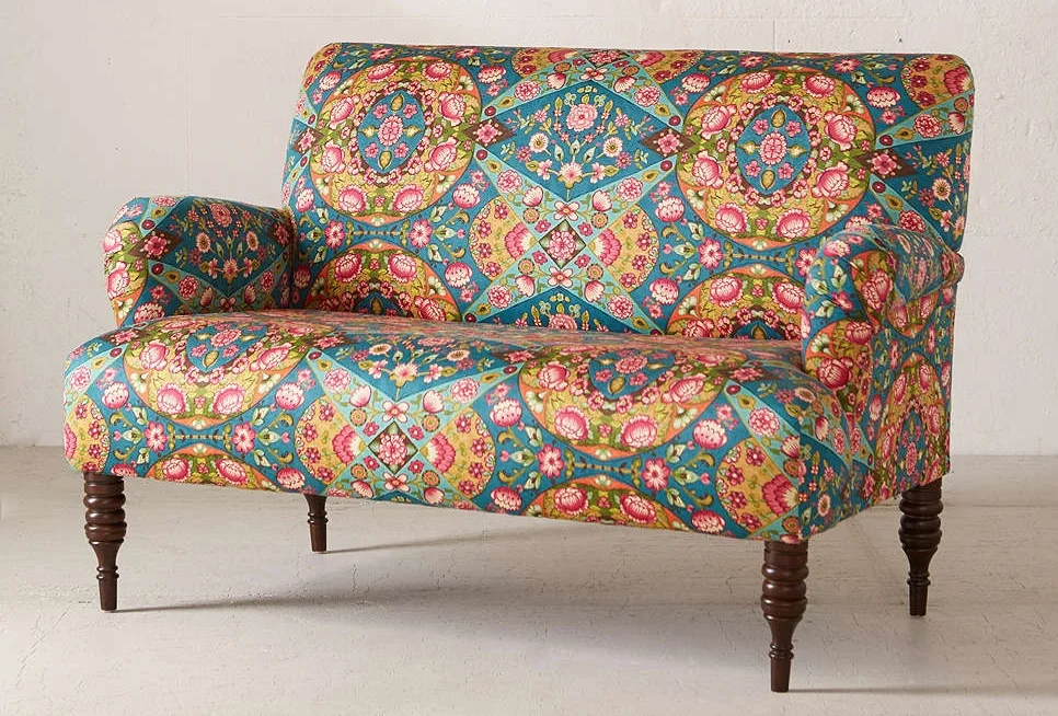 Oh, how fun are you?!? (Who said furniture shopping was boring?) There is nothing boring about this beauty. Filled with character from the rolled arms, to the turned legs- and that PRINT!- The Nicola Loveseat is to die for. Add this piece to your home if you're looking for a focal point, need inspiration for a new design, or just need to keep up with the rest of your eclectic style ;)