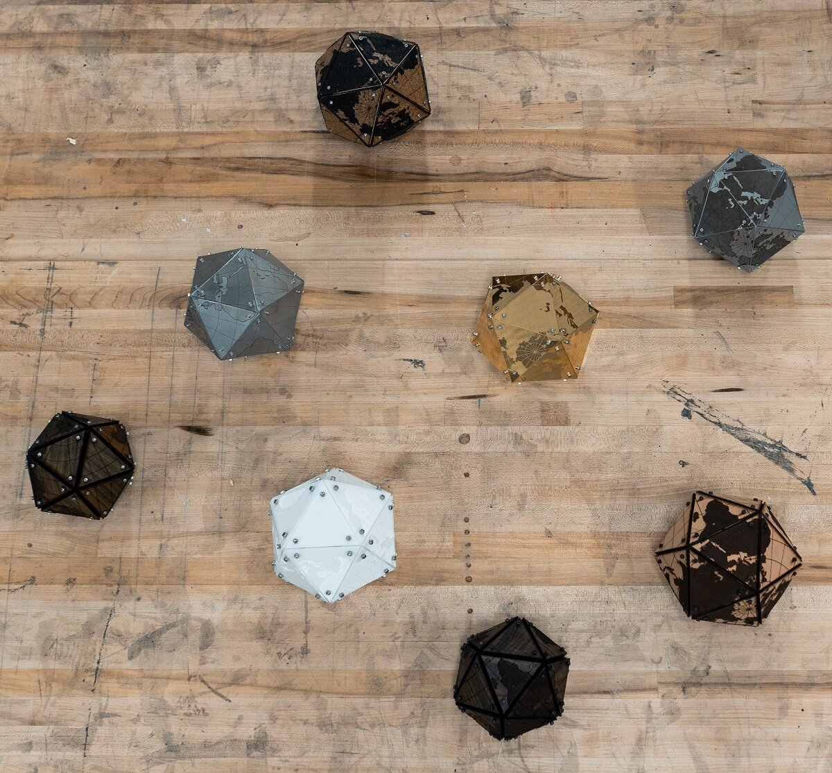   Ande Brown  , Icosahedron Globes . COURTESY OF THE ARTIST 