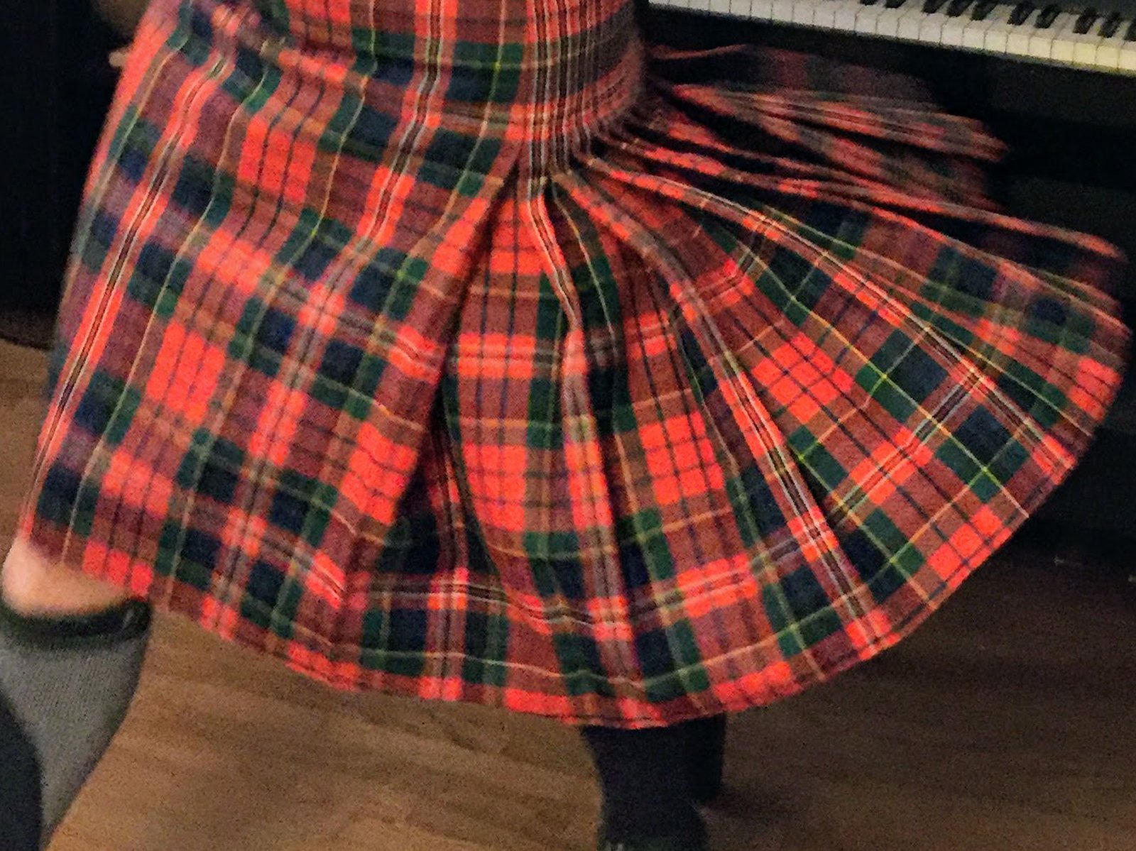   Kilt in Action , 2019. Wool, Cotton, leather and metal buckles. COURTESY OF ROBIN CASSADY-CAIN 