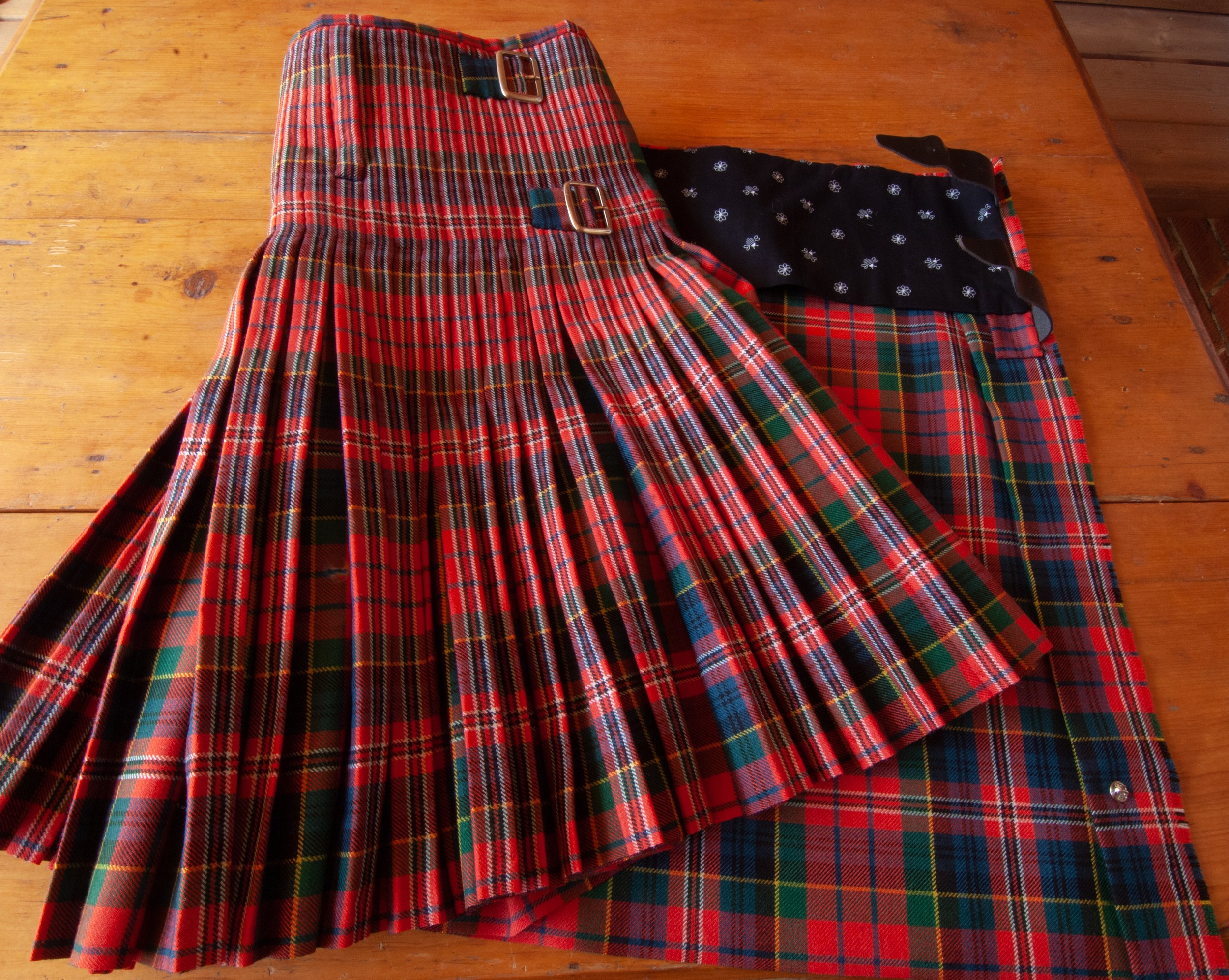   MacPherson Military Box Pleated Kilt , 2019. Wool, Cotton, leather and metal buckles. COURTESY OF ROBIN CASSADY-CAIN 