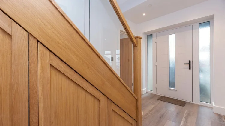 Oak staircase with storage