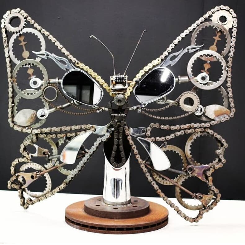 Commissioned Harley butterfly piece. #metalart #metalsculpture #sculpturecollection #sculpture #sculpturemetal #metalart #art