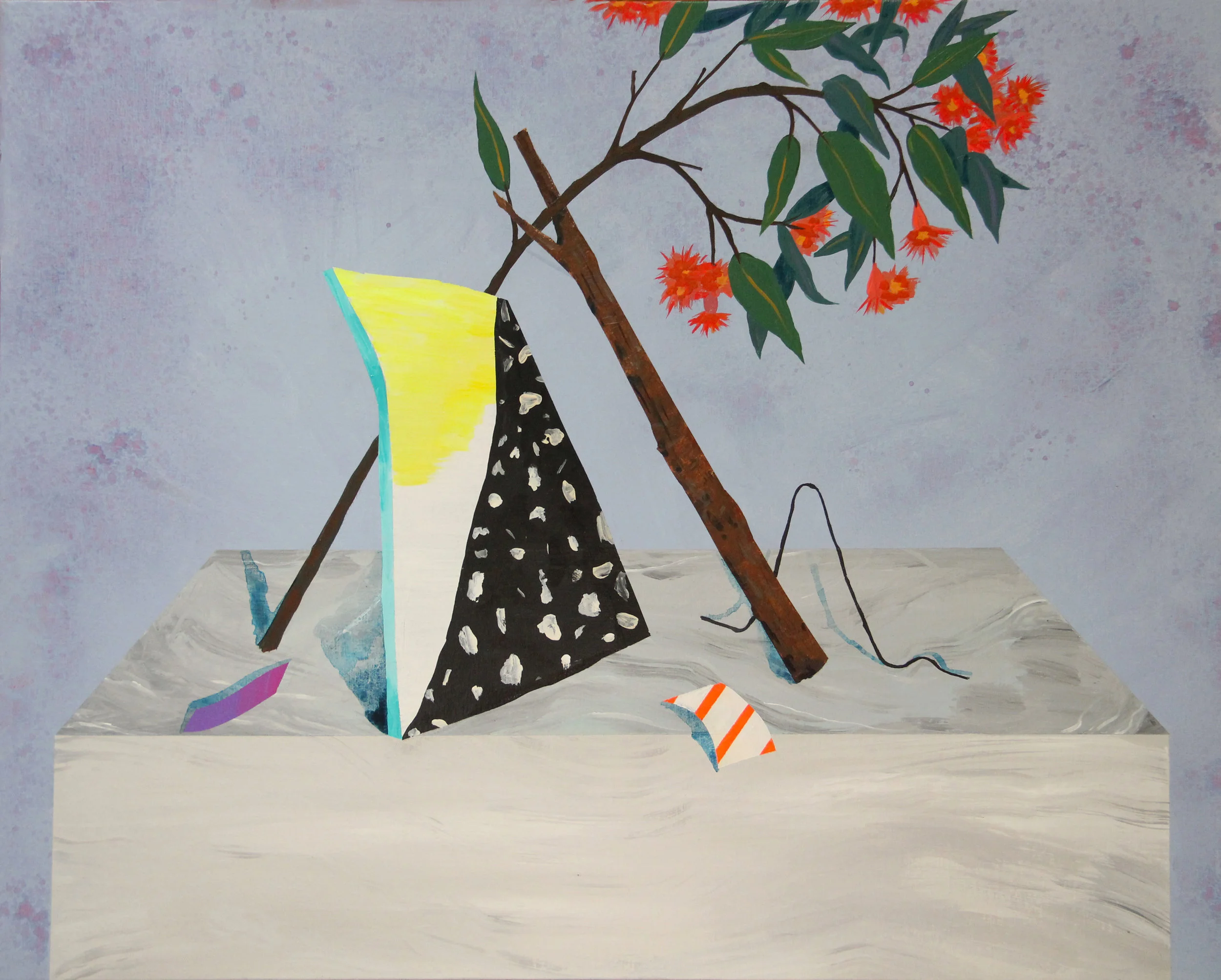 "Trees That Bloom Outside The Window," Acrylic on Panel, 20" x 16"