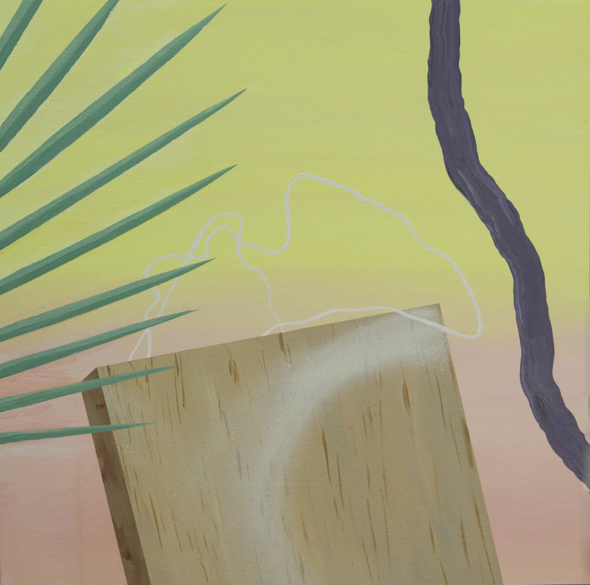 "Fan Palm," Acrylic on Panel, 14" x 14"