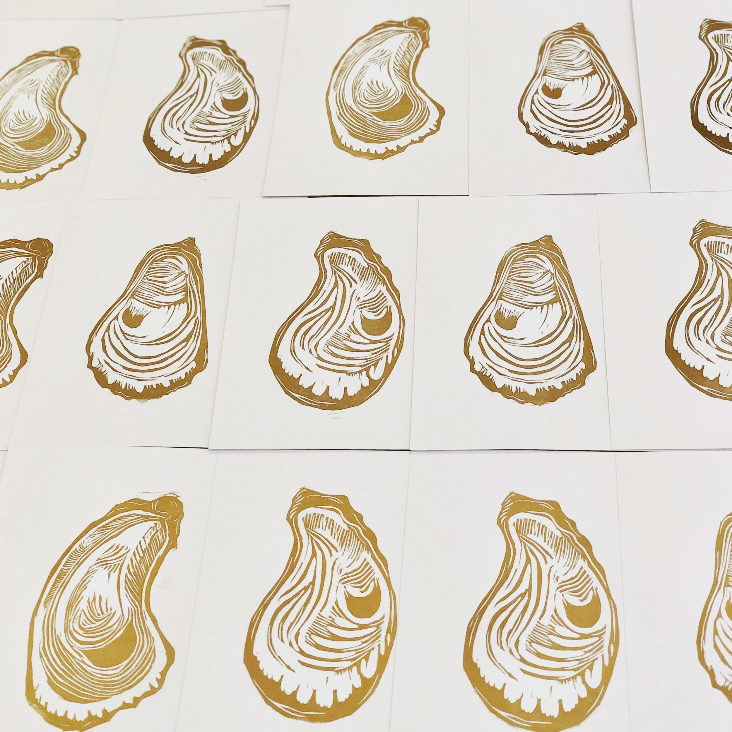 Set of 3 Gold Oyster Cards