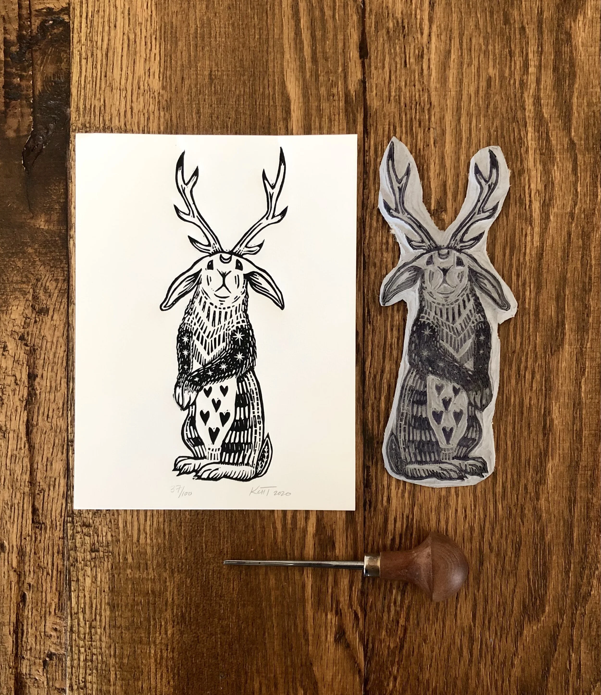 Lone Jackalope mini print