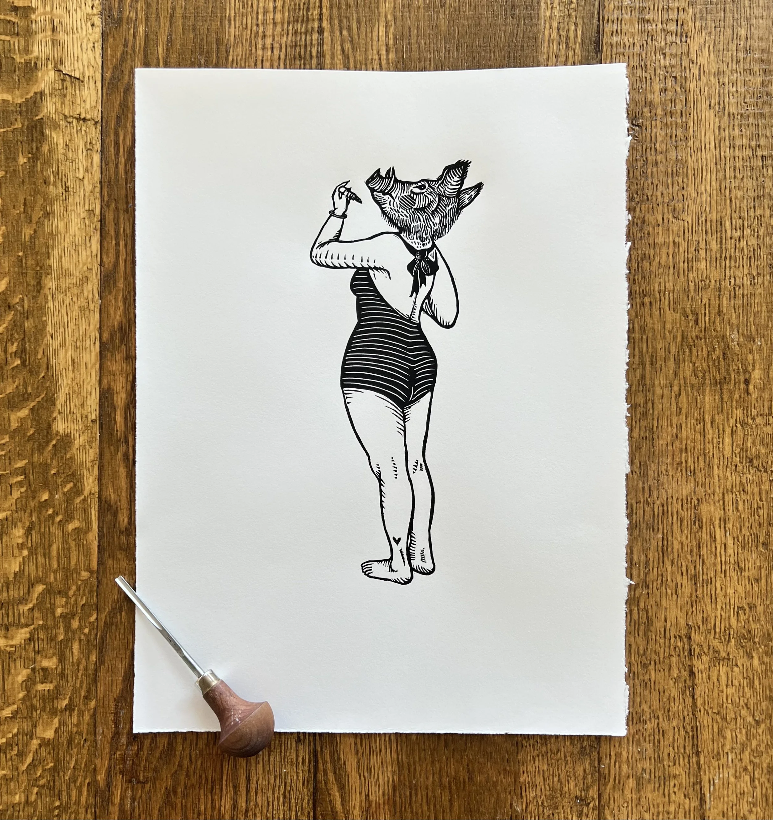 Mrs. Piggy Block Print