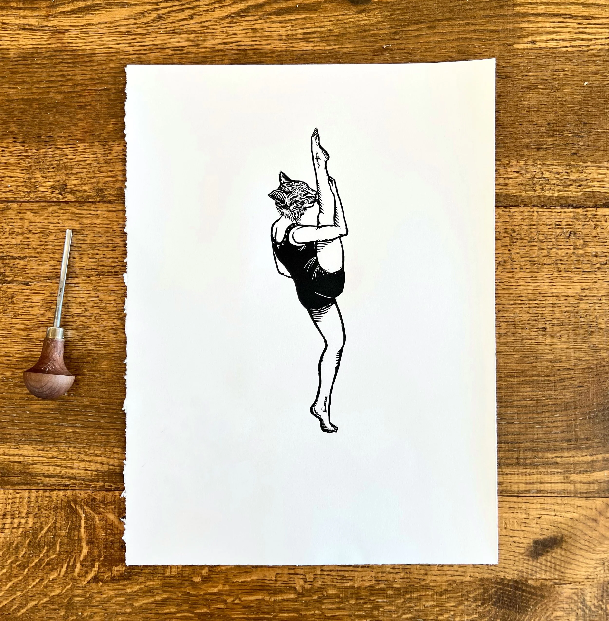 Cat Lady block print