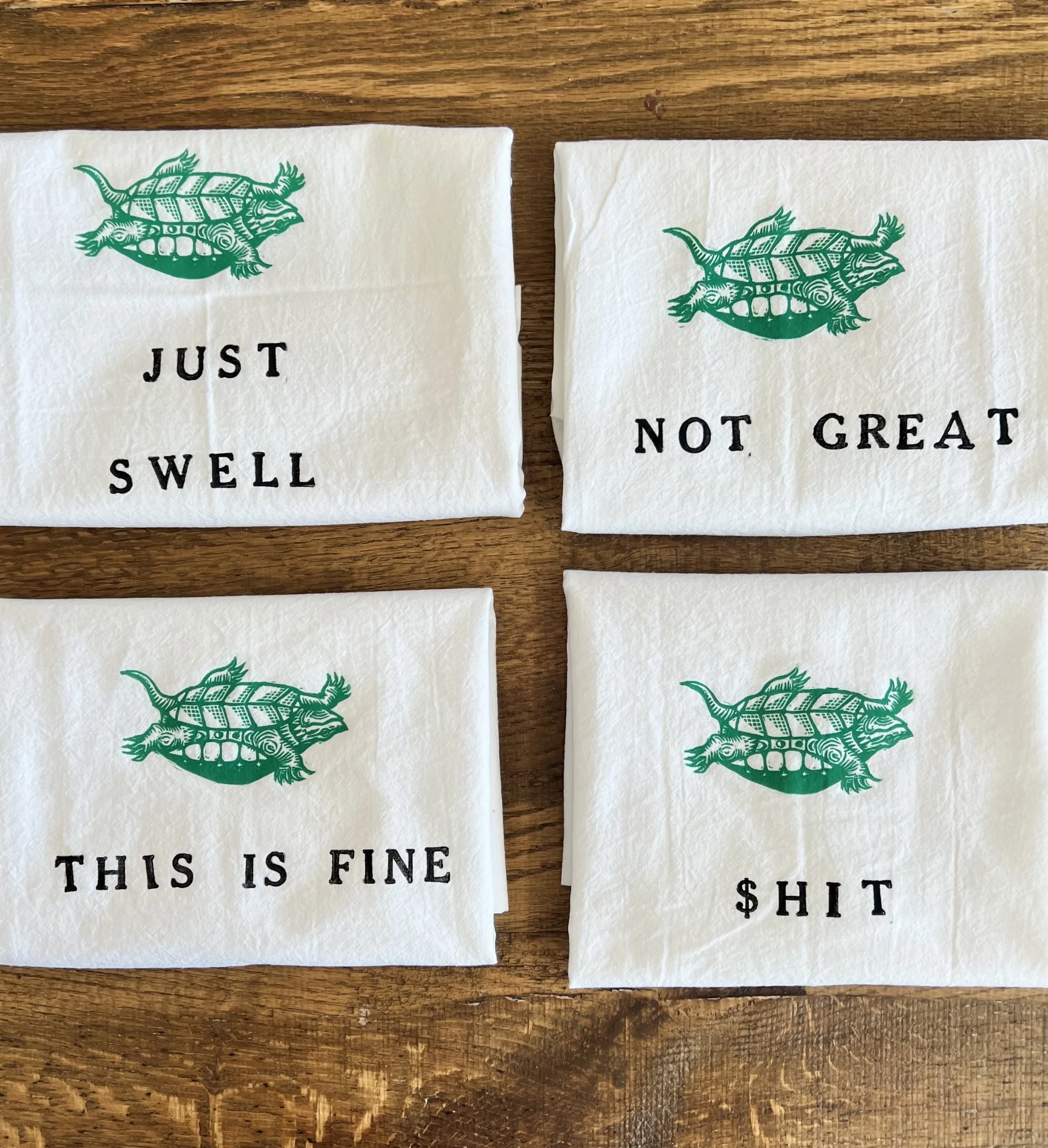 Awkward Turtle tea towel