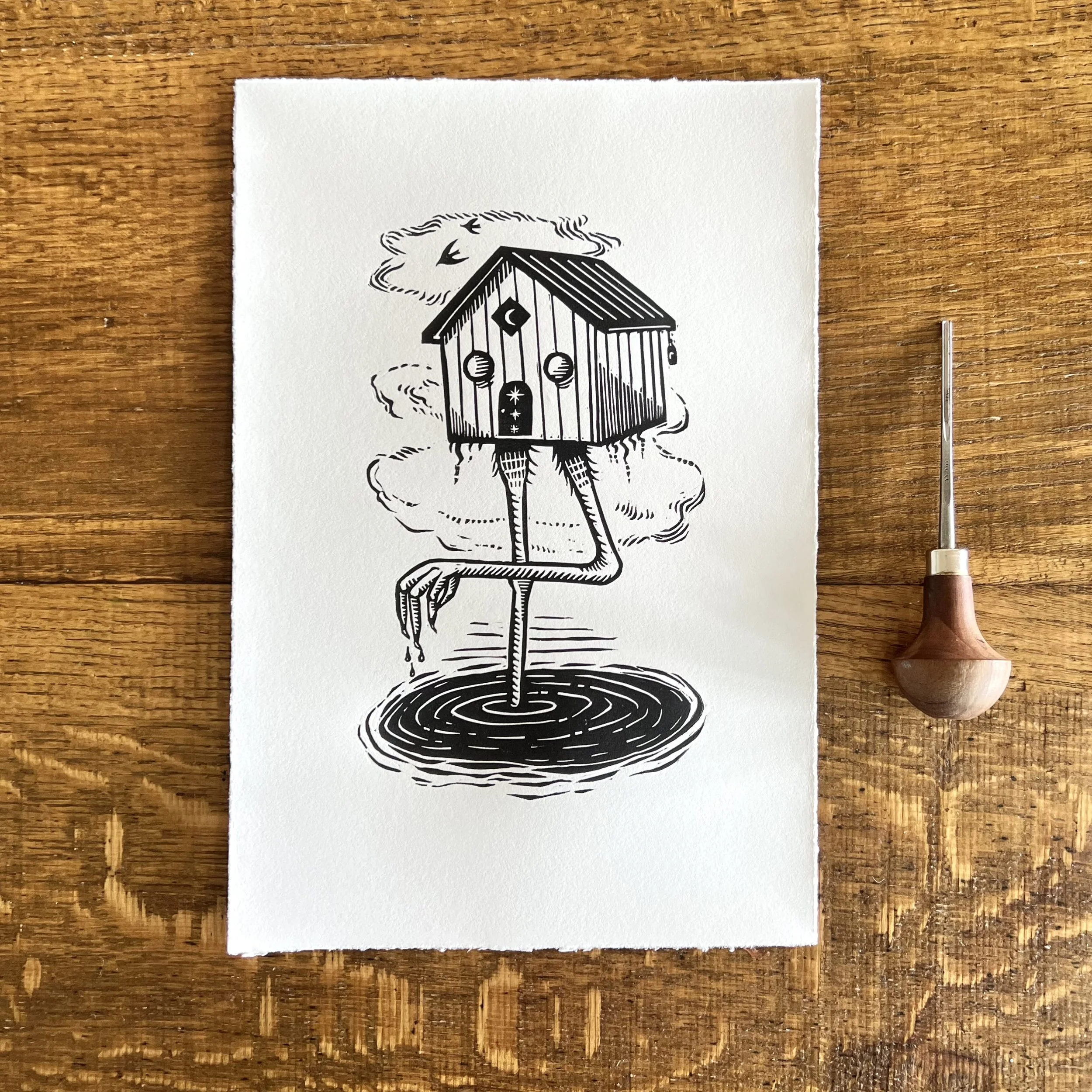 Gulf Coast Baba Yaga block print