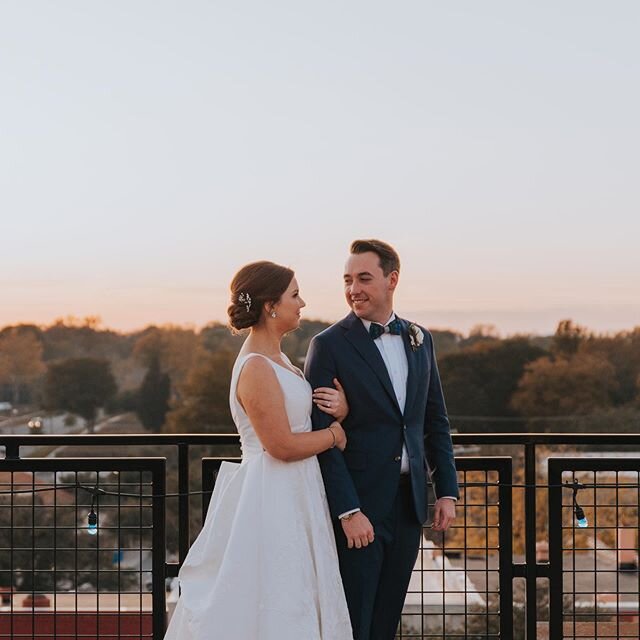i realized the other day that i haven&rsquo;t shared any of these stunning sunset rooftop shots from emily and zachary&rsquo;s wedding last year at @uptownindigo_shelby. these two had a beautifully emotional first look on this amazing terrace and it 