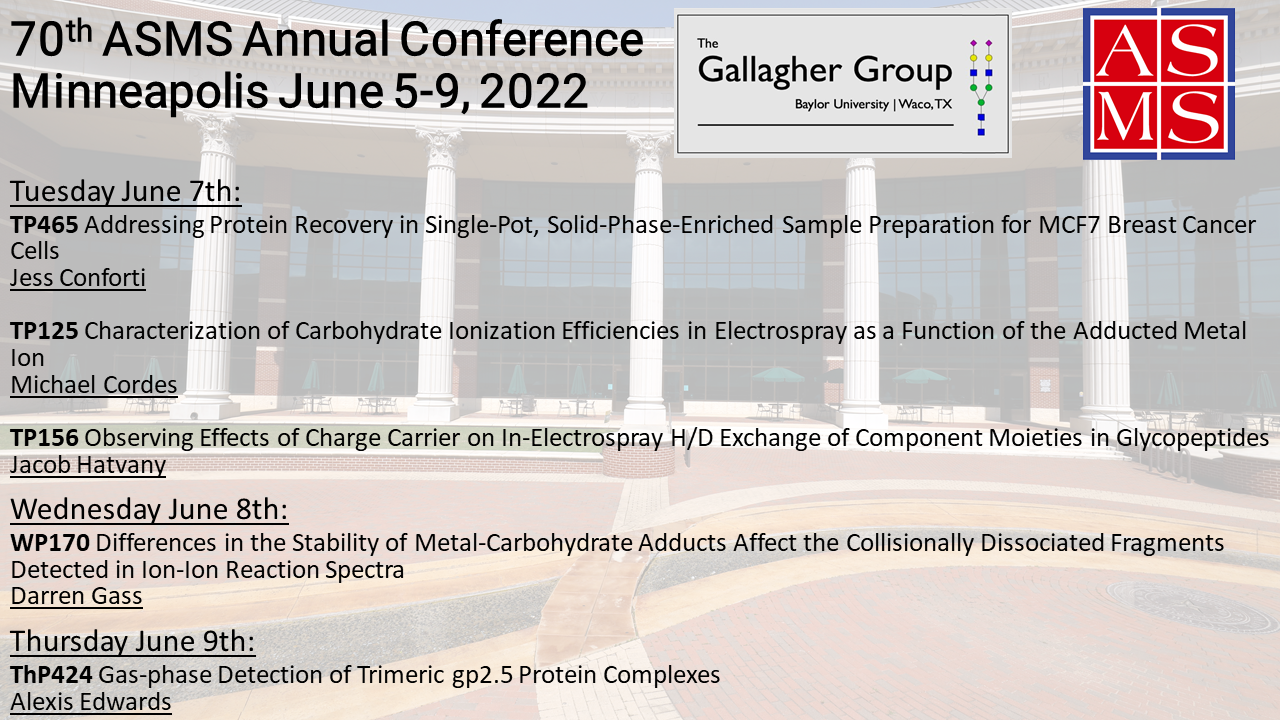 Come see the Gallagher Lab at ASMS 2022!
