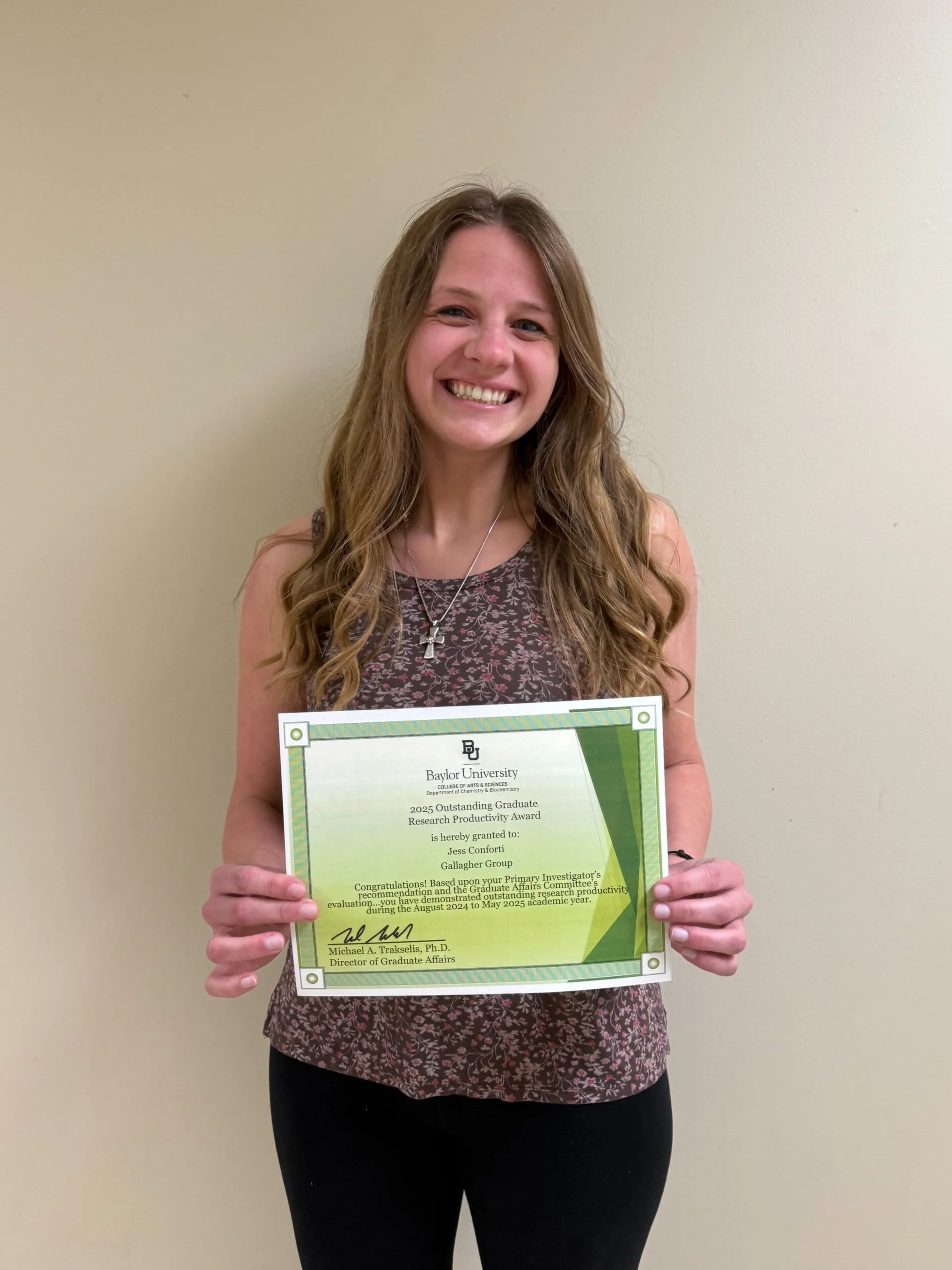 Jess Conforti wins Departmental Productivity Award!