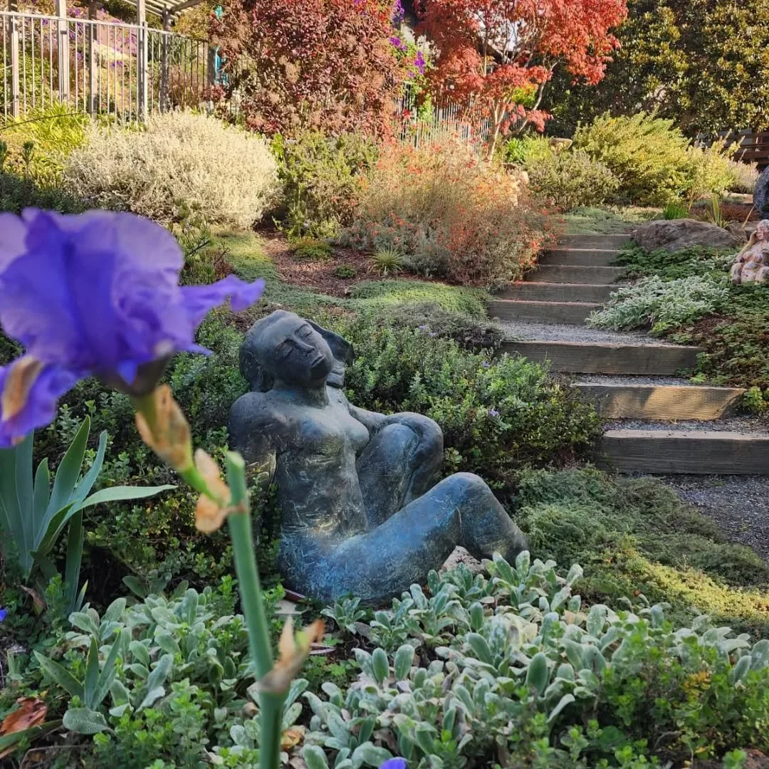 Art and gardening interweave as plants, flowers and textures interact with sculptures, fountains and benches. 
--
We love caring for gardens like these, where every corner is intentional, full of surprises. 
--
We also love designing gardens that are