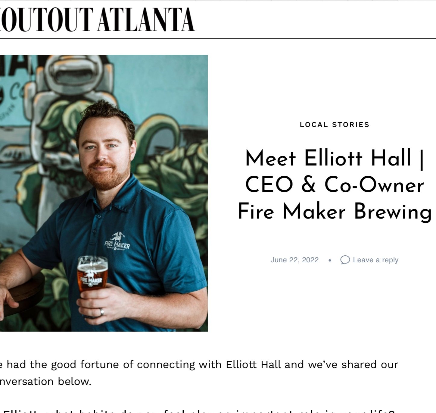 Shoutout Atlanta: Meet Elliott Hall | CEO &amp; Co-Owner Fire Maker Brewing