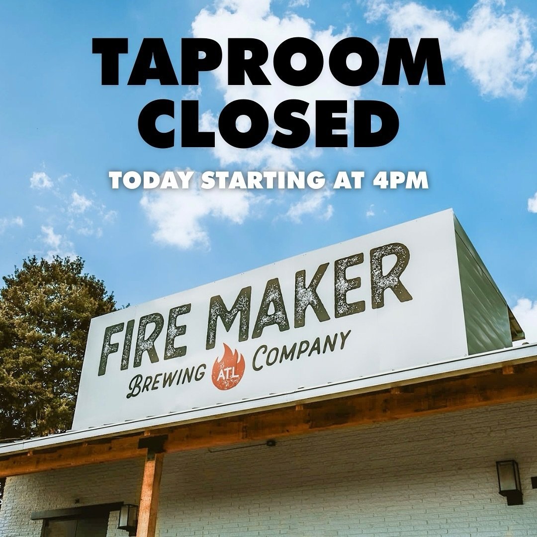 TAPROOM CLOSED‼️

The taproom will be closing today at 4PM for a private event!

Be sure to come out tomorrow for ice cold beer and hand crafted cocktails, we know you&rsquo;ll miss us! 😉
